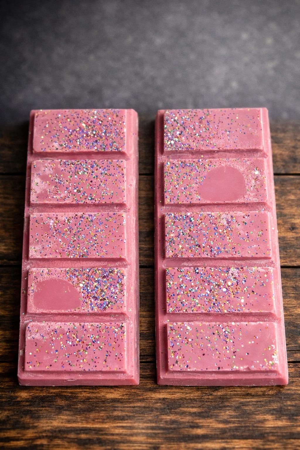 Tablettes de fondant Secret de Nuit sorties du sachet, cire de soja naturelle, parfum safran et bergamote, décor micra dorée made in Alsace