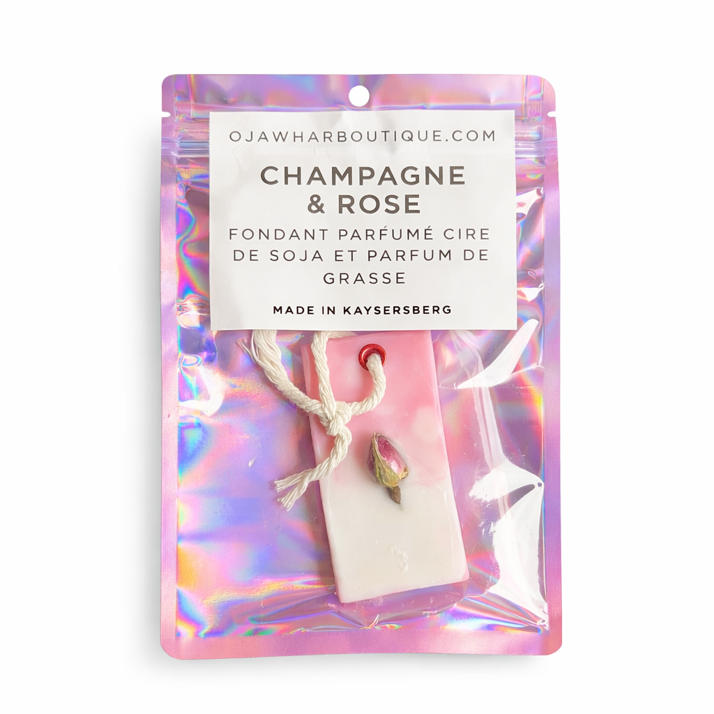 Suspension Parfumée Champagne & Rose – cire de soja & parfum de Grasse